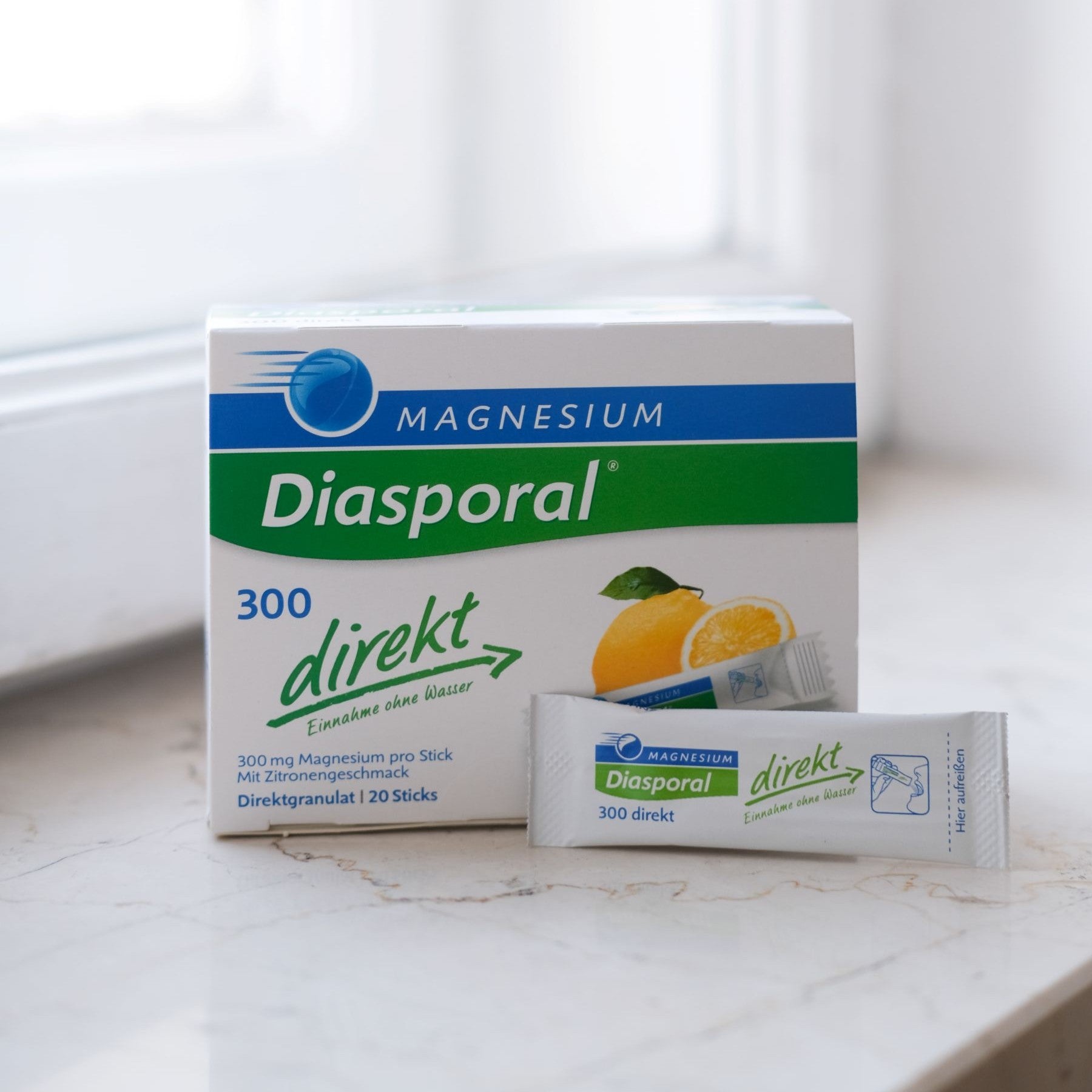 Magnesium-Diasporal 300 direkt Packung mit Stick